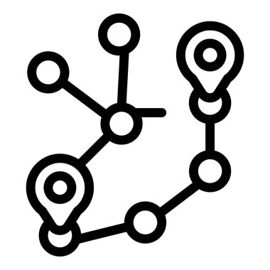 Ağ GPS konumlandırma pimlerine bağlanıyor, küresel konumlandırma sistemi ve konum izleme kavramını sembolize ediyor