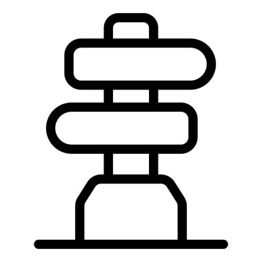 Yerde duran ve seyahat ve yön kavramları için mükemmel olan iki boş tahtayı gösteren basit çizgi simgesi