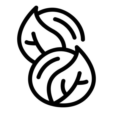 İki çay yaprağını temsil eden basit kalın çizgi simgesi, çay üretimi ve içecek kavramları için kullanışlı