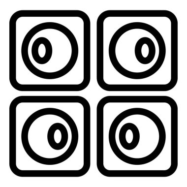 Dört kare şeklindeki güvenlik kameraları güvenlik ve koruma için görüntüler kaydediyor.