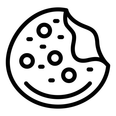 Çikolata parçacıklı kurabiyenin basit siyah beyaz çizimi.