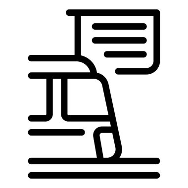 Modern bir tramvayın siyah beyaz simgesi toplu taşıma durağına geliyor.