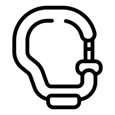 Tırmanma karabinasının basit siyah beyaz çizgisi. Dağcılık ve tırmanma için hayati bir ekipman.