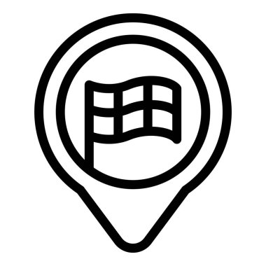 Bir konumun bayrağı gösteren basit siyah beyaz simgesi