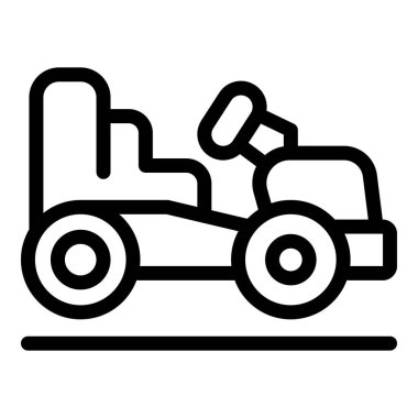 Bitiş çizgisi simgesinde duran karting spor arabası, ulaşım koleksiyonundan ana hatlı sembol tasarımı