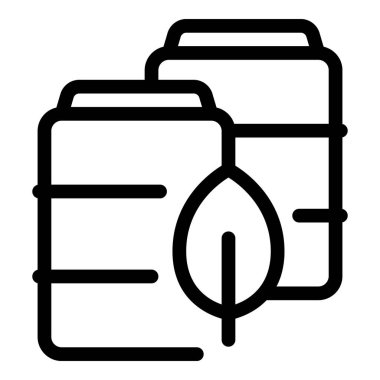 Yenilenebilir enerjiyi sembolize eden yeşil yapraklı biyoyakıt tanklarının basit simgesi