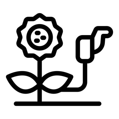 Benzin bağımlılığı kavramı, gaz pompasının hortumundan çıkan yakıt ile sulanan bir çiçeğin temsil ettiği kavram.