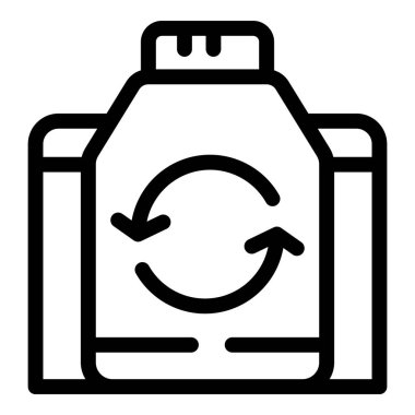 Çevresel farkındalığı ve sorumlu atık yönetimini teşvik eden plastik bir kapta oklarla geri dönüşüm sembolü