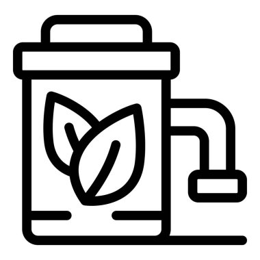 Etkili atık depolama ve gübreleme için ayrı bir tüp içeren organik atık toplamak için özel olarak tasarlanmış bir konteynırın çizgi simgesi