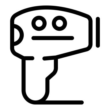 Saç kurutma makinesinin basit, kalın çizgili sanat simgesi, saç bakımını ve stilini temsil etmek için mükemmel.