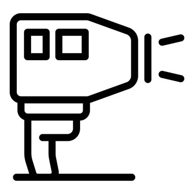 Saç kurutma makinesi sıcak hava üflüyor, beyaz arkaplanda basit siyah çizgi simgesi