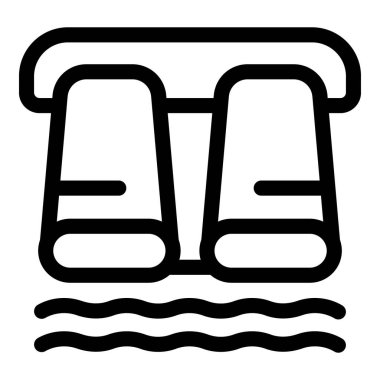 Deniz dalgaları simgesini gözlemleyen basit dürbünler, beyaz arkaplanda izole edilmiş web tasarımı için özet biçimi