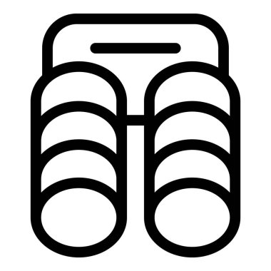 Bir çift dürbünün siyah çizgi simgesi, kuş izleme, avlanma ya da büyütülmüş görüş gerektiren diğer açık hava aktiviteleri için kullanılır