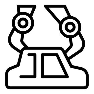 Ağır bir nesneyi kaldıran robotik bir kolun çizgi simgesi, imalattaki otomasyonu simgeliyor