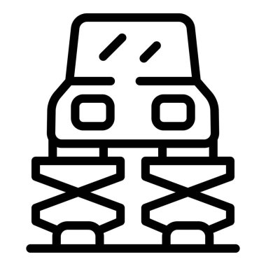 Araba servisindeki bir platformda kaldırılan arabanın çizgi simgesi