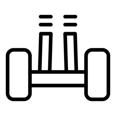 Sanayi faaliyetlerini sembolize eden iki bacası olan bir fabrika binasının simgesi.