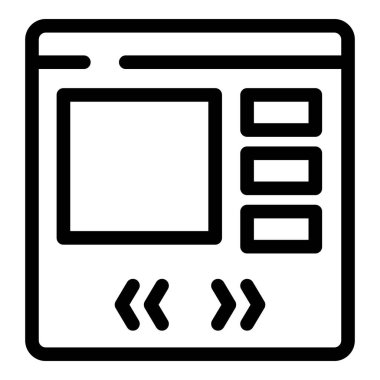 Ön ve arka tuşlarla bir web tasarım arayüzünü temsil eden basit satır simgesi