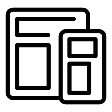 Bilgisayar ve cep telefonunda düzeni gösteren web tasarım sürecinin basit simgesi