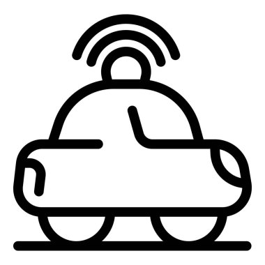 Polis arabasının siyah beyaz simgesi radyo dalgaları yayıyor, acil durum sinyali veriyor.