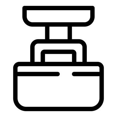 Platform ölçeklerinin, ağırlık, ölçüm ve sanayi gibi kavramları temsil eden basit çizgi simgesi