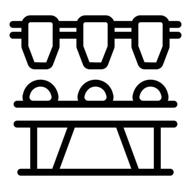 Yuvarlak nesneleri taşıyan, otomatik üretim süreçlerini temsil eden fabrika taşıma bandı sistemi