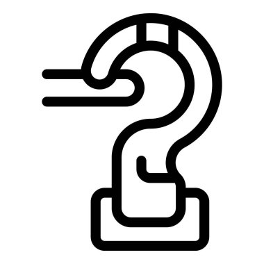 Yapım ve sanayi ortamlarında kullanılan vinç kancasının basit siyah beyaz çizgisi çizimi