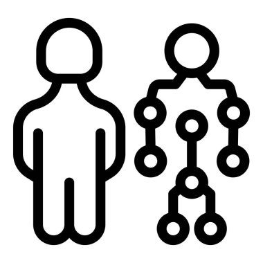 Çok seviyeli bir pazarlama fırsatına bakan bir iş adamının çizgi sanat simgesi