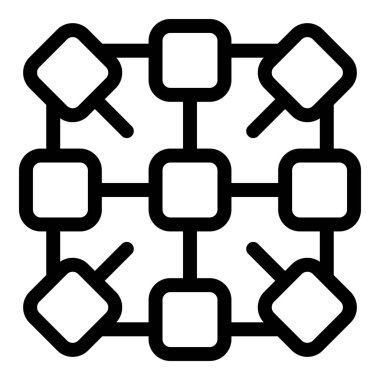 Blokları satırlara bağlayan bir engelleme ağının simgesi