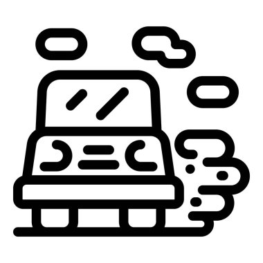 Arkasında kirlilik bulutu bırakan eski bir arabanın çizgileri.