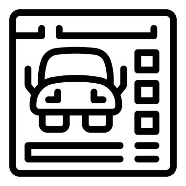 Araç alıp satmak için çevrimiçi bir platformu temsil eden bir web sitesi arayüzü içindeki bir arabanın simgesi