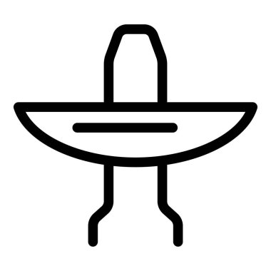 Klasik bir Meksika şapkasının Meksika kültürünü ve geleneklerini temsil eden iki ayaklı basit ve minimal çizgi simgesi.