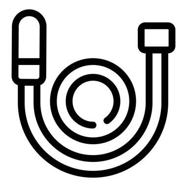 Zıplayan bir ipin basit siyah beyaz çizgili sanat simgesi, fitness, egzersiz ve sağlıklı yaşam için mükemmel.