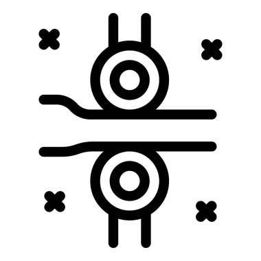 Endüstriyel üretim kavramı için dalgalı bir çizgiyle temsil edilen hammaddeyi işleyen fabrika ekipmanları.