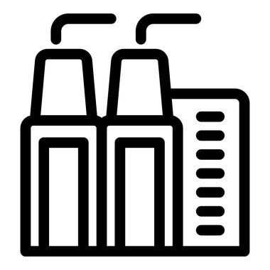 Basit, kalın çizgi simgesi, endüstriyel bir fabrikayı temsil ediyor.