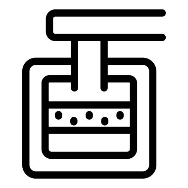 Hidrolik baskı makinesinin basit siyah beyaz çizgili sanatı metal bir plakaya delikler açıyor.