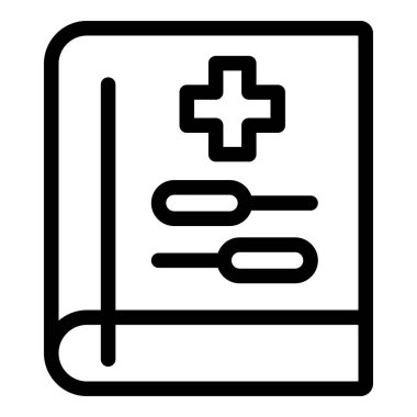 Hasta bilgilerini ve sağlık bilgilerini temsil eden bir tıp tarihi kayıt kitabının satır resim simgesi