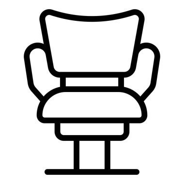 Ayarlanabilir bir berber koltuğunun çizgi simgesi profesyonel bir kuaför salonu için gerekli mobilyalar.