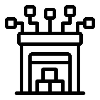 Kablosuz bağlantısı olan kamyonlardan mal alan akıllı bir deponun ana simgesi