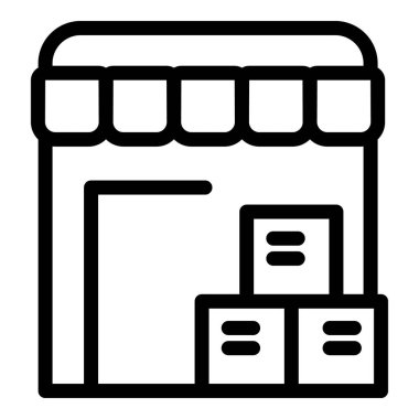 Teslimat hizmeti ve lojistik konseptini temsil eden bir deponun satır simgesi