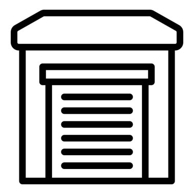 Kapalı paten kapaklı bir garaj binasının basit çizgi simgesi