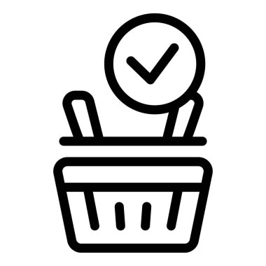 Alışverişi onaylayan işaretli basit bir alışveriş sepetinin simgesi