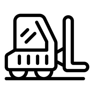 Depo ortamında çalışan bir forklift aracının basit bir simgesi.