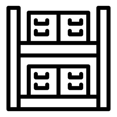 Raflarda kutular tutan bir deponun simgesi.