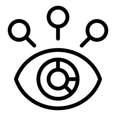 Göz, bir pasta grafiği ile temsil edilen pazar verilerini analiz ediyor, derinlemesine iş görüşleri için büyüteç kullanıyor