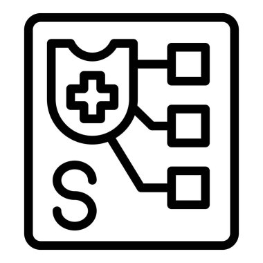 Hastane ve hastalara sağlık sigortası bağlayan ikon sağlık sistemi