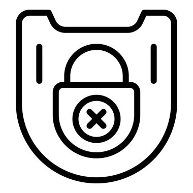 Kapalı kilit simgesi ile hata gösteren bir telefon güvenlik ihlalinin satır sanatı simgesi