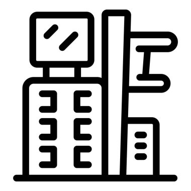 Çok işlevli bir spor salonunun çizgi ikonu, spor aletleri, fitness rutinleri veya sağlıklı yaşam tarzları için ideal