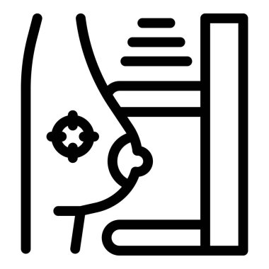 Bir mammogram taraması çizen çizgi simgesi erken teşhis için göğüs kanseri hücrelerini tespit ediyor