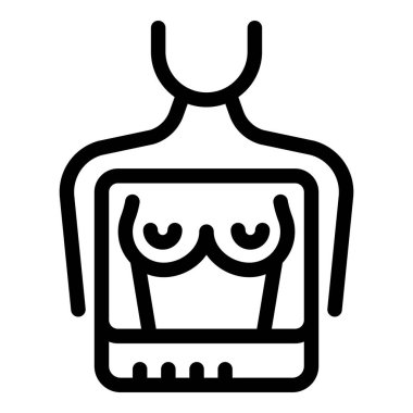 Taramadan geçen bir kadın gövdesinin çizgi ikonu, göğüs kanseri farkındalığının ve erken teşhisin önemini vurguluyor.