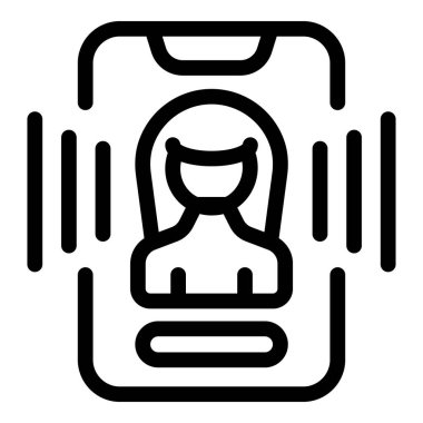 Bir kadının yüzünü tarayan akıllı telefon, biyometrik güvenlik kavramını vurguluyor.